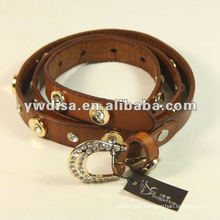 crystals real leather belt with rhinestones buckle